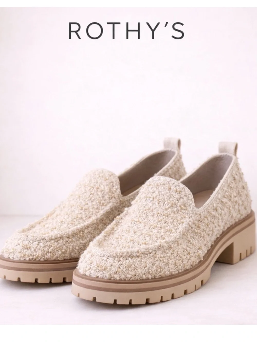 ROTHY’S LIMITED EDITION RARE SNOWCAP BOUCLE TWEED LOAFER 6.5